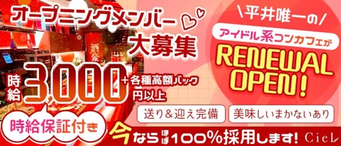 【平井コンカフェ】Ciel(シエル)【公式求人・体入情報】(秋葉原ガールズバー)の求人・体験入店情報