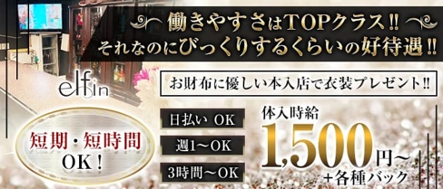 【ガールズバー】エルフィン【公式求人・体入情報】(長町ガールズバー)の求人・体験入店情報