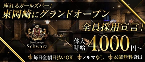 【東岡崎駅】New Lounge Schwarz(シュバルツ)【公式求人・体入情報】(岡崎ガールズバー)の求人・体験入店情報