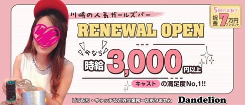 ダンデライオン【公式体入・求人情報】(川崎ガールズバー)の求人・体験入店情報