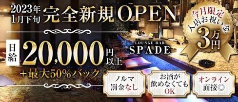 【北新地】Bar SPADE(スペード)【公式求人・体入情報】(梅田ガールズバー)の求人・体験入店情報